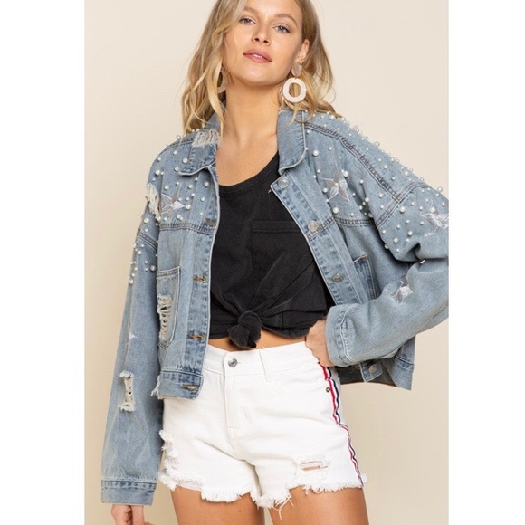 POL Distressed and Embellished Jean Jacket - Picture 4 of 12